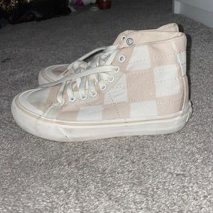 High top pink checkered vans